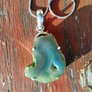 Dragon Vein Agate Pendant in 925 Sterling Silver Overlay (2")